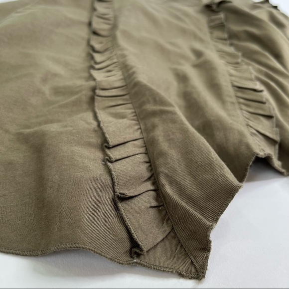 Together Lagenlook Boho Hippie Olive Green Metal Sequin Distressed Ruffled Dress - Picture 7 of 13